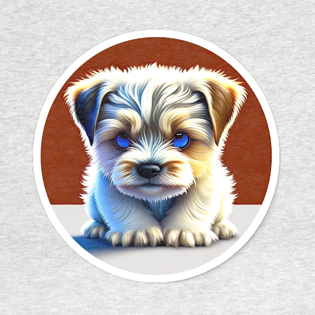 Cute Havanese Puppy Dog with White, Brown, and Black Markings by SymbioticDesign